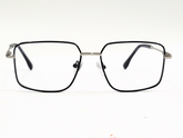 Unisex Square Geometric Eyeglasses – Black Metal Frame with Silver Accents